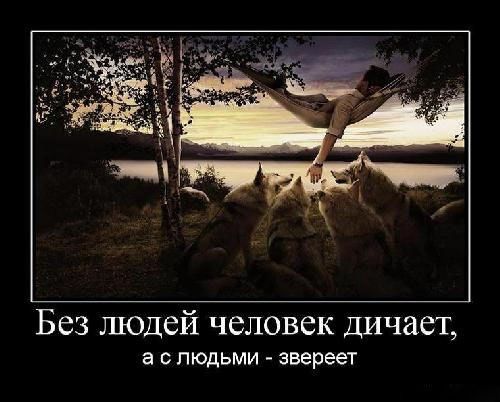 Без людей человек дичает а С ЛЮДЬМИ звереет