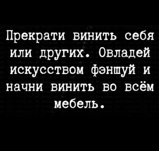 Прекрати винить себя или других Овладей искусством фэншуй и начни винить во всём мебель