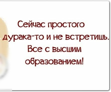 Сейчас простого дурака то и не встретишь Все с высшим образованием