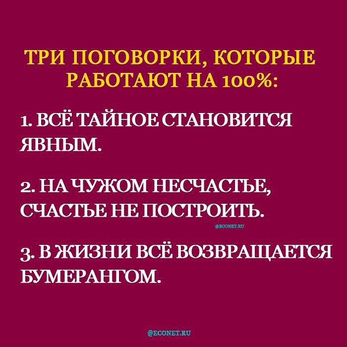 ТРИ ПОГОВОРКИ КОТОРЫЕ РАБОТАЮТ НА 100 1 ВСЁ ТАЙНОЕ СГАНОВИТСЯ ЯВНЬШ 2 НА ЧУЭКОМ НЕСЧАСіЪЕ СЧАСПЪЕ НЕ ПОСГРОШЪ и 3 В КИЗНИ ВСЁ ВОЗВРАЩАЕТСЯ БУМЕРАНГОМ Есопвпш