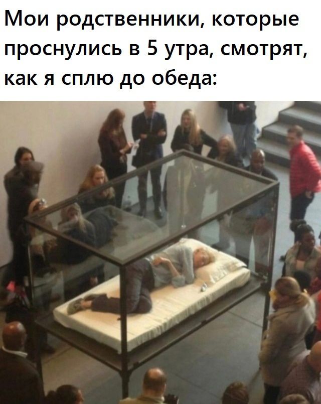 Мои родственники которые проснулись в 5 утра смотрят как я сплю до обеда