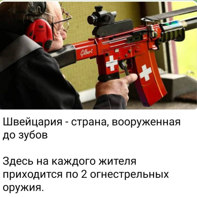 Швейцария страна вооруженная до зубов Здесь на каждого жителя ПРИХОДИТСЯ ПО 2 огнестрельных оружия