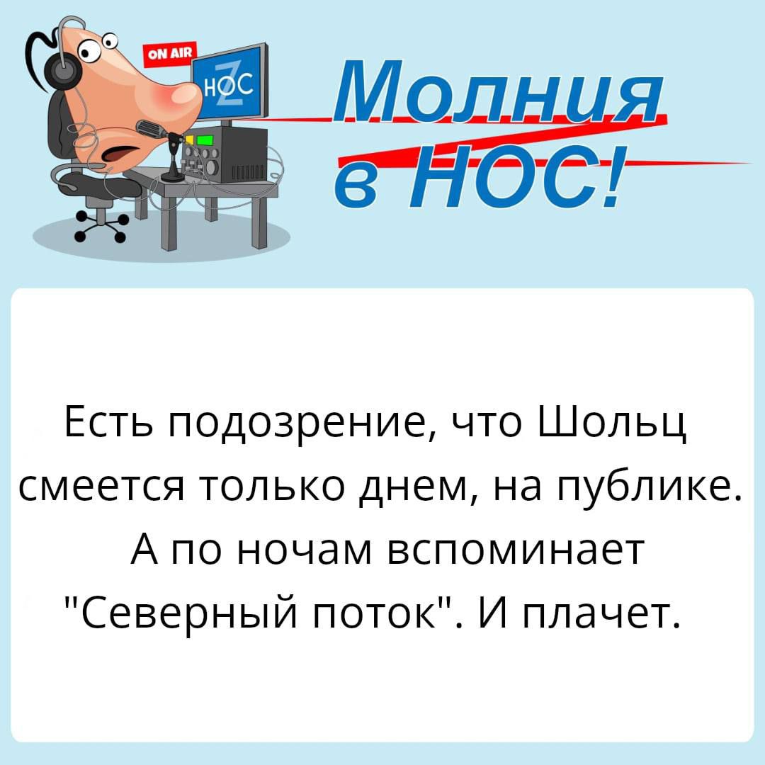Есть подозрение что Шопьц смеется только днем на публике А по ночам вспоминает Северный поток И плачет