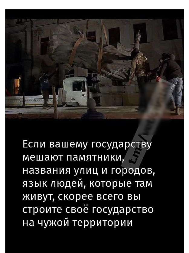 Еспи вашему государству мешают памятники названия улиц и городов язык людейкоторые там живут скорее всего вы строите своё государство на чужой территории