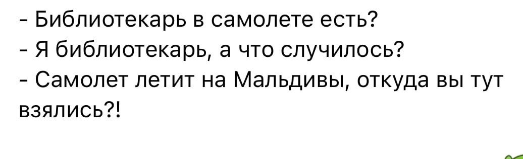 Библиотекарь в самолете есть 7 Я библиотекарь а что случилось Самолет летит на Мальдивы откуда вы тут взялись