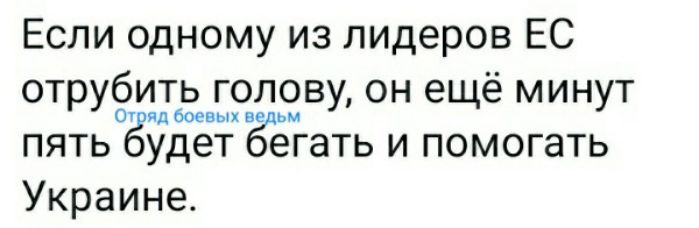 Если одному из лидеров ЕС отрубидддяловм он ещё минут пять удет егать и помогать Украине