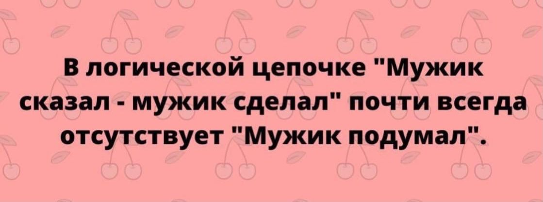 логической цепочке Мужик сказал мужик сделал почти нсегдд отсутствует Мужик подумал