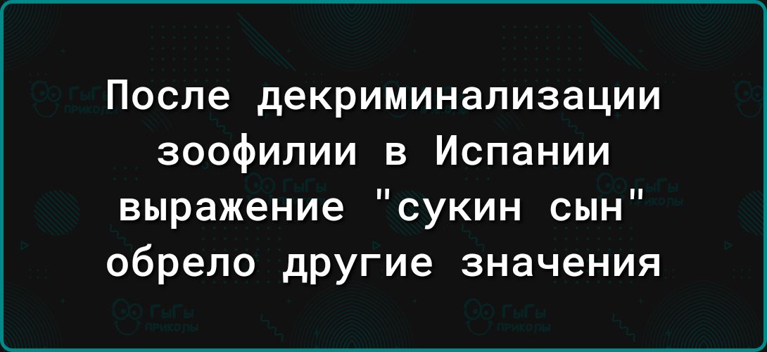 После декриминализации зоофипии в Испании выражение сукин сын обрело другие значения