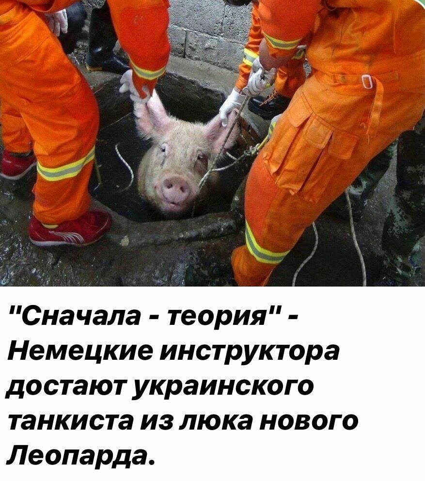 Сначала теория Немецкие инструктора достают украинского танкиста из люка нового Леонарда