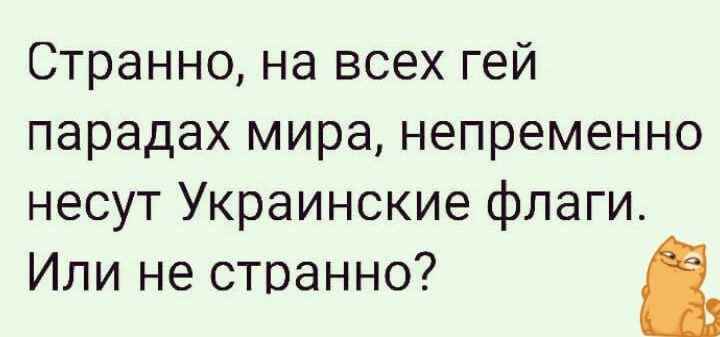 Странно на всех гей парадах мира непременно несут Украинские флаги Или не странно