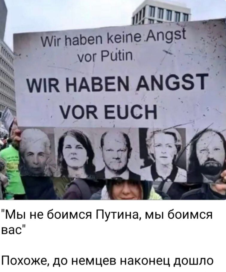 Мы не боимся Путина мы боимся вас Похоже до немцев наконец дошло