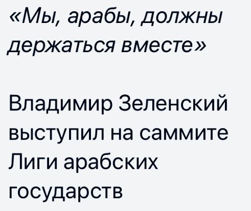 Мы арабы должны держаться вместе Владимир Зеленский выступил на саммите Лиги арабских государств