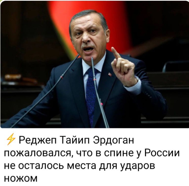 Реджеп Тайип Эрдоган пожаловался что в спине у России не осталось места для ударов ножом