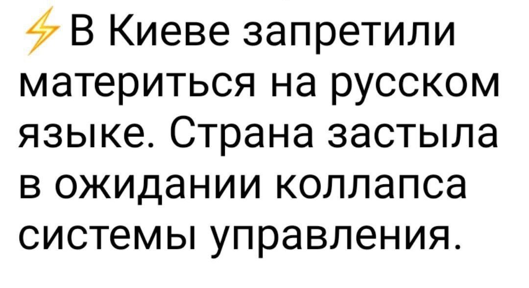 В Киеве запретили материться на русском языке Страна застыла в ожидании коллапса системы управления