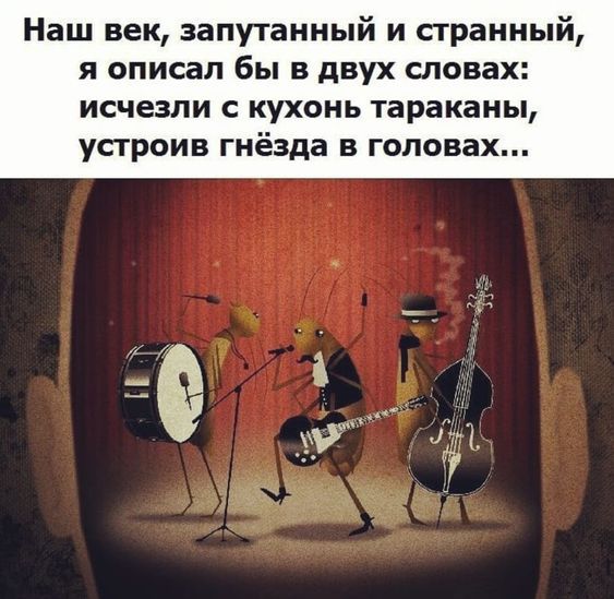 Наш век запутанный и странный я описал бы в двух словах исчезли с кухонь тараканы устроив гнёзда в головах