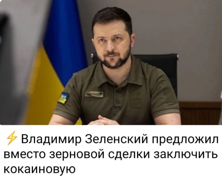 Владимир Зеленский предпожип вместо зерновой СДЕЛКИ ЗЗКПЮЧИТЬ КОКаИНОВУЮ