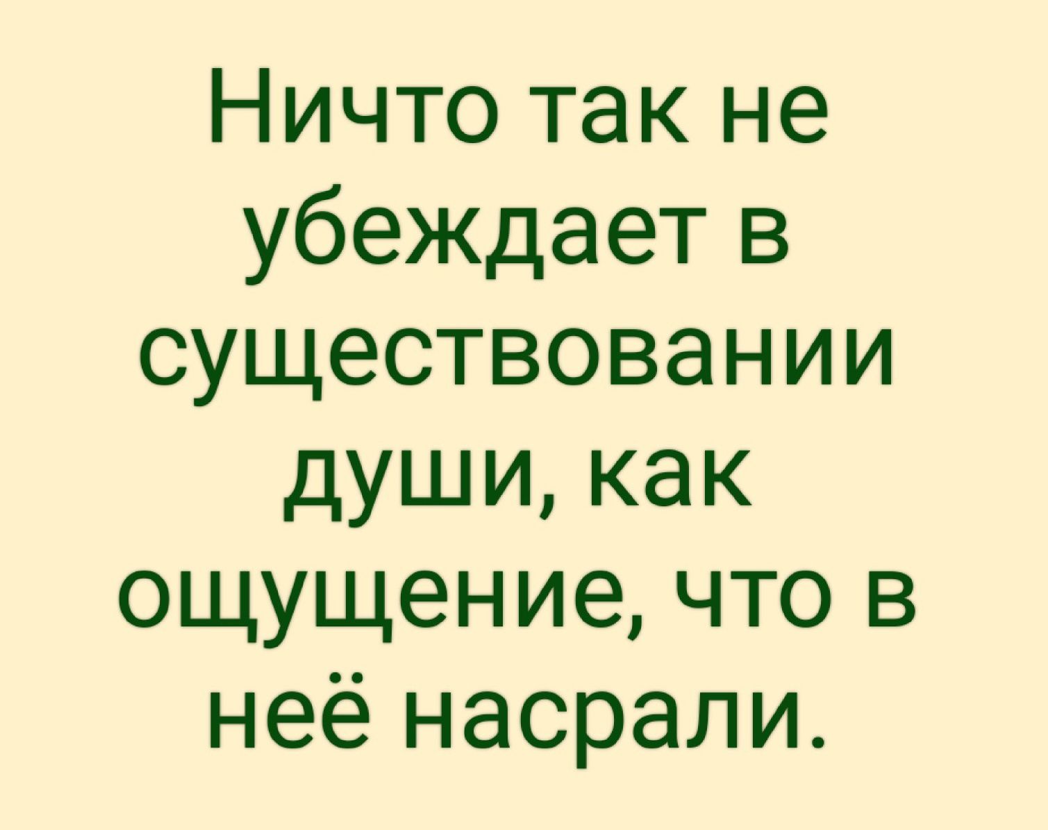 Ничто так не убеждает в существовании души как ощущение что в неё насрали