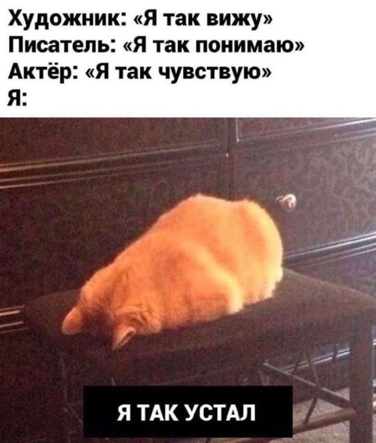 Художник Я так вижу Писатель Я так понимаю Актёр Я так чувствую я Я ТАК УСТАЛ