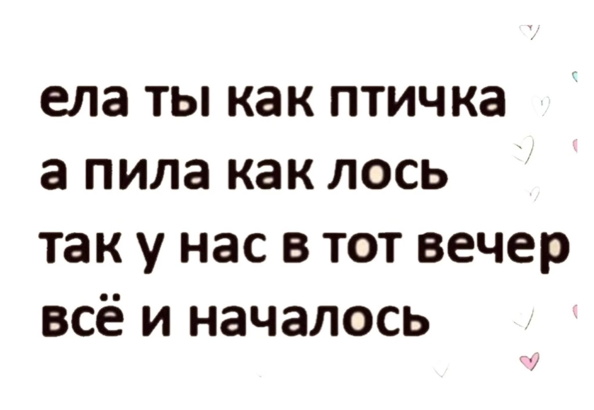 ела ты как птичка а пила как лось так у нас в тот вечер всё и началось