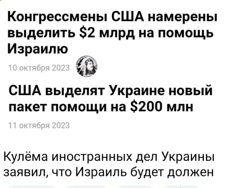 Конгрессмены США намерены выделить 2 млрд на помощь Израилю США выделят Украине новый пакет помощи на 200 млн Купёма иностранных дел Украины заявил что Израиль будет должен