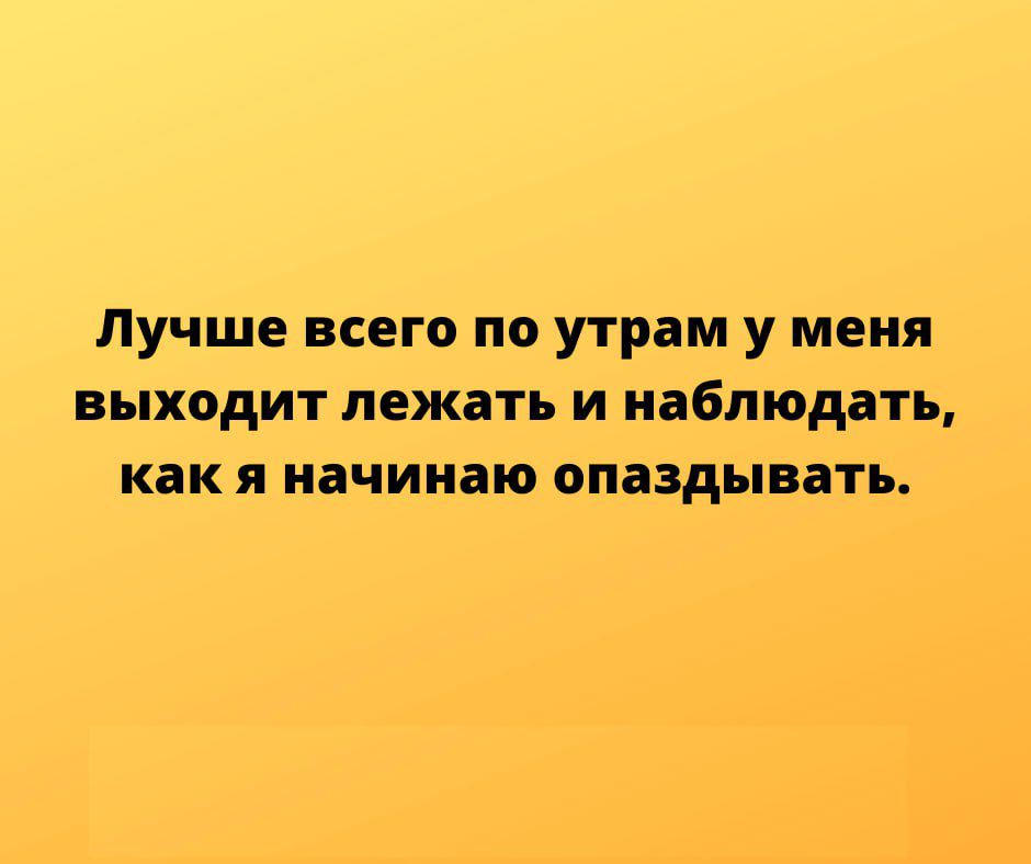 Лучше всего по утрам у меня выходит лежать и наблюдать как я начинаю опаздывать