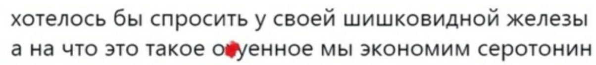 хотелось бы спросить у своей шишковидной железы в на что это какое сцепное мы зконамим сероюнин