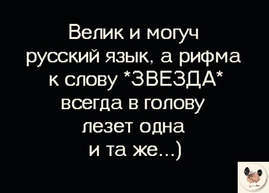 Вепик и могуч русский язык а рифма к слову ЗВЕЗДА всегда в гопову лезет одна и та же