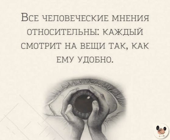 ВСЕ ЧЕЛОВЕЧЕСКИЕ МНЕНИЯ ОТНОСИТЕЛЬНЫ КАЖДЫЙ СМОТРИТ НА ВЕЩИ ТАК КАК ЕМУ УДОБНО