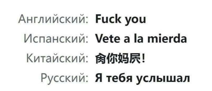 Английский Риск уои Испанский еге а а тіегба Китайский ЁШЁЁ Русский Я тебя услышал