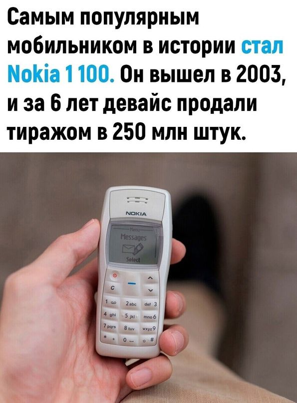 Самым популярным мобильником в истории Он вышел в 2003 и за 6 лет девайс продали тиражом в 250 млн штук