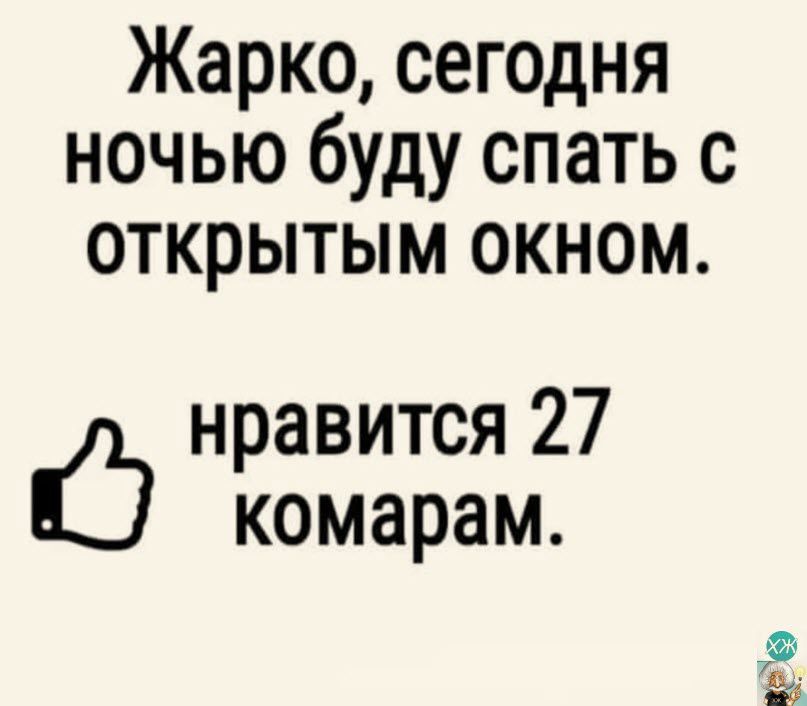 Жарко сегодня ночью буду спать с открытым окном нравится 27 комарам 5599