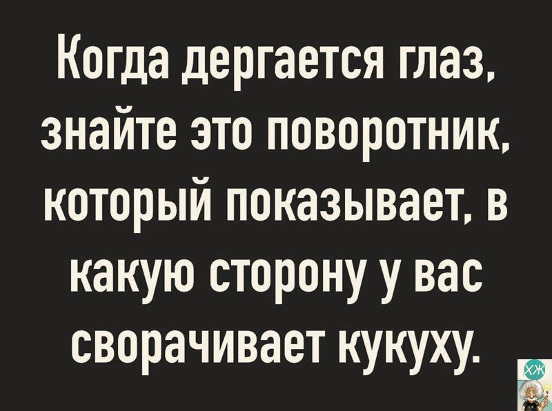 Когда дергается ГЛЭЗ знайте это поворотник который показывает в какую сторону у вас сворачивает кукуху