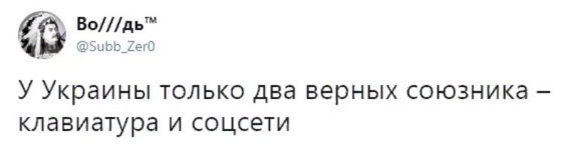 У Украины только два верных союзника клавиатура И СОЦСЕТИ