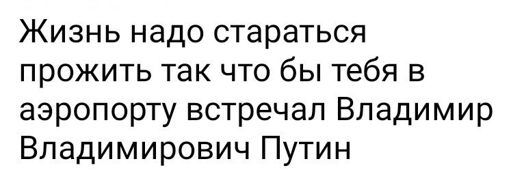 Жизнь надо стараться прожить так что бы тебя в аэропорту встречал Владимир Владимирович Путин