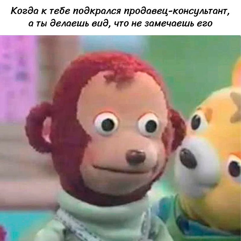 Когда к тебе подкрался продавец консультант аты делаешь вид что не замечаешь его