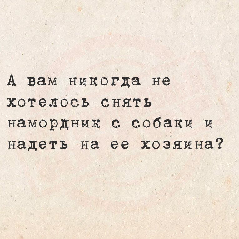 А вам никогда не хотелось снять намордник с собаки и надеть на ее хозяина