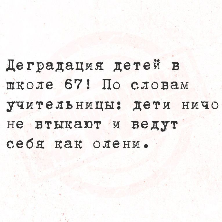 Деградация детей в школе 67 По словам учительницы дети ничо не втыкают и ведут себя как олени