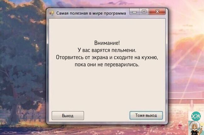 Внимание У вас варятся пельмени Оторвитесь от экрана и сходите на кухню пока они не переварились