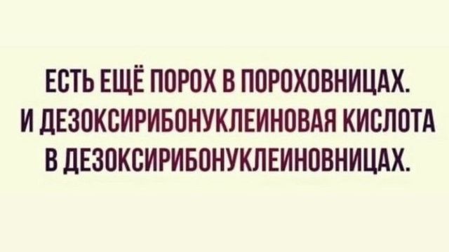 ЕСТЬ ЕЩЁ ПОРОХ В ПОРОХОВНИЦАХ И ДЕЗОКСИРИБОНУКЛЕЙНОВАЯ КИСЛОТА В ДЕЗОКСИРИБОНУКЛЕЙНОВНИЦАХ