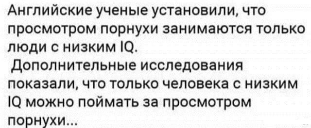 Английские ученые установили что просмотром порнухи занимаются только люди с низким 10 Дополнительные исследования показали что только человека с низким 1О можно поймать за просмотром порнухи