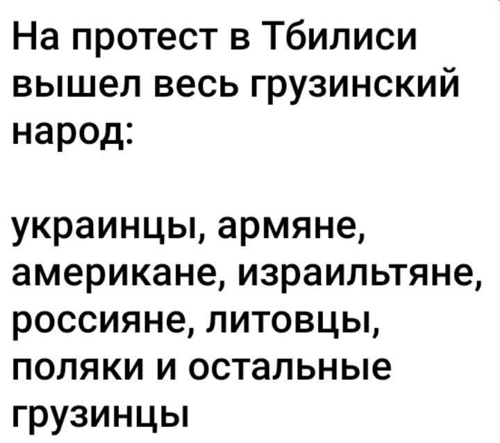 На протест в Тбилиси вышел весь грузинский народ украинцы армяне американе израильтяне россияне литовцы поляки и остальные грузинцы