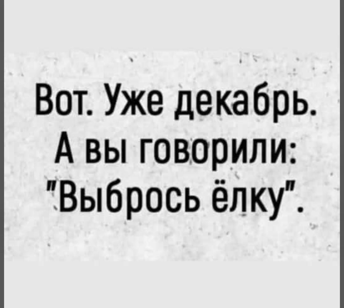 Вот Уже декабрь А вы говорили Выбрось ёлку