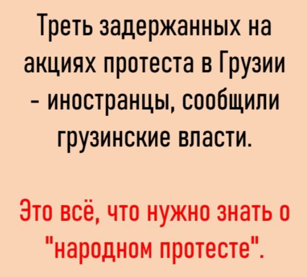 Треть задержанных на акциях протеста в Грузии иностранцы сообщили грузинские власти Это всё что нужно знать 0 народном протесте