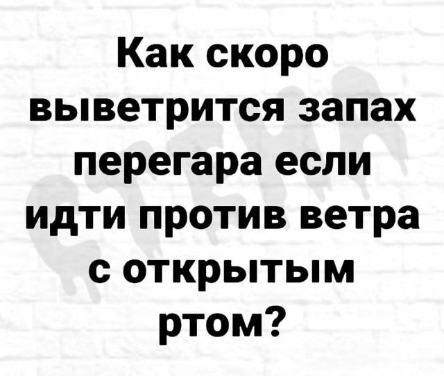 Как скоро выветрится запах перегара если идти против ветра с открытым ртом