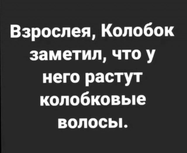 Взрослея Колобок заметил что у него растут колобковые волосы