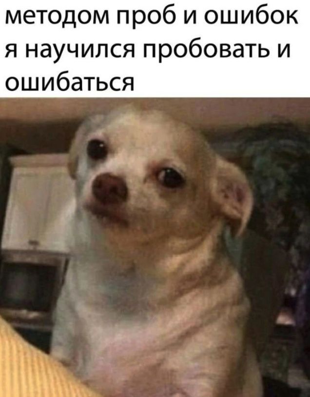 методом проб и ошибок я научился пробовать и ошибаться