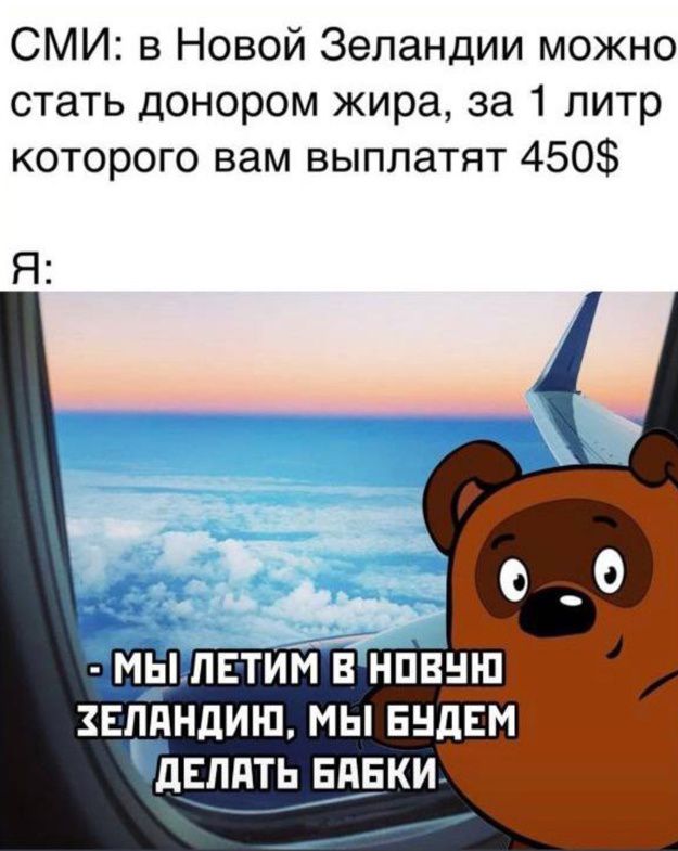 СМИ в Новой Зеландии можно стать донором жира за 1 литр которого вам выплатят 450 Я ЗМ НИЛЕТИМ В НОВЧЮ ХЕЛАНДИЮ МЫ БУДЕМ УДЕЛАТЬ БАБКИ аа ОООа