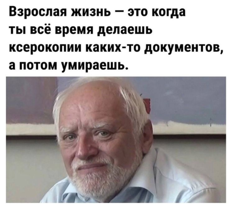 Взрослая жизнь это когда ты всё время делаешь ксерокопии каких то документов а потом умираешь