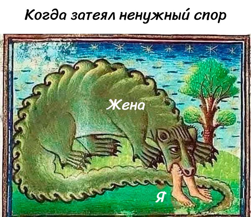 Когда затеял ненужный спор
Жена
Я