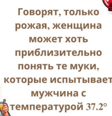 Говорят, только рожая, женщина может хоть приблизительно понять те муки, которые испытывает мужчина с температурой 37.2°